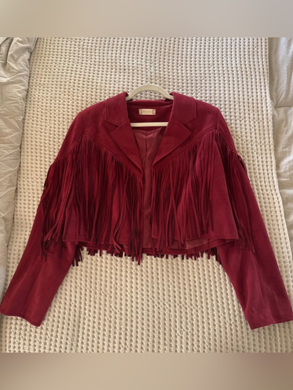 Altar’d State Red Suede Fringe Western Cowgirl Jacket L